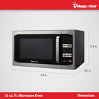Magic Chef 1.6 Cu. ft. 1100W Countertop Microwave Oven with Push-Button Door in Black, New