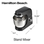 Hamilton Beach 4 Quart Stand Mixer for Kitchen, 7 Speeds, Tilt-Head, Dough Hook, Whisk & Flat Beater, White