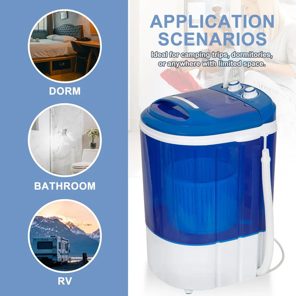 Veado Portable Mini Laundry Washer | 9lbs Capacity Compact Washing Machine | Ideal for Dorm Rooms, Apartments & RVs | Space-Saving Semi-Automatic Laundry Solution