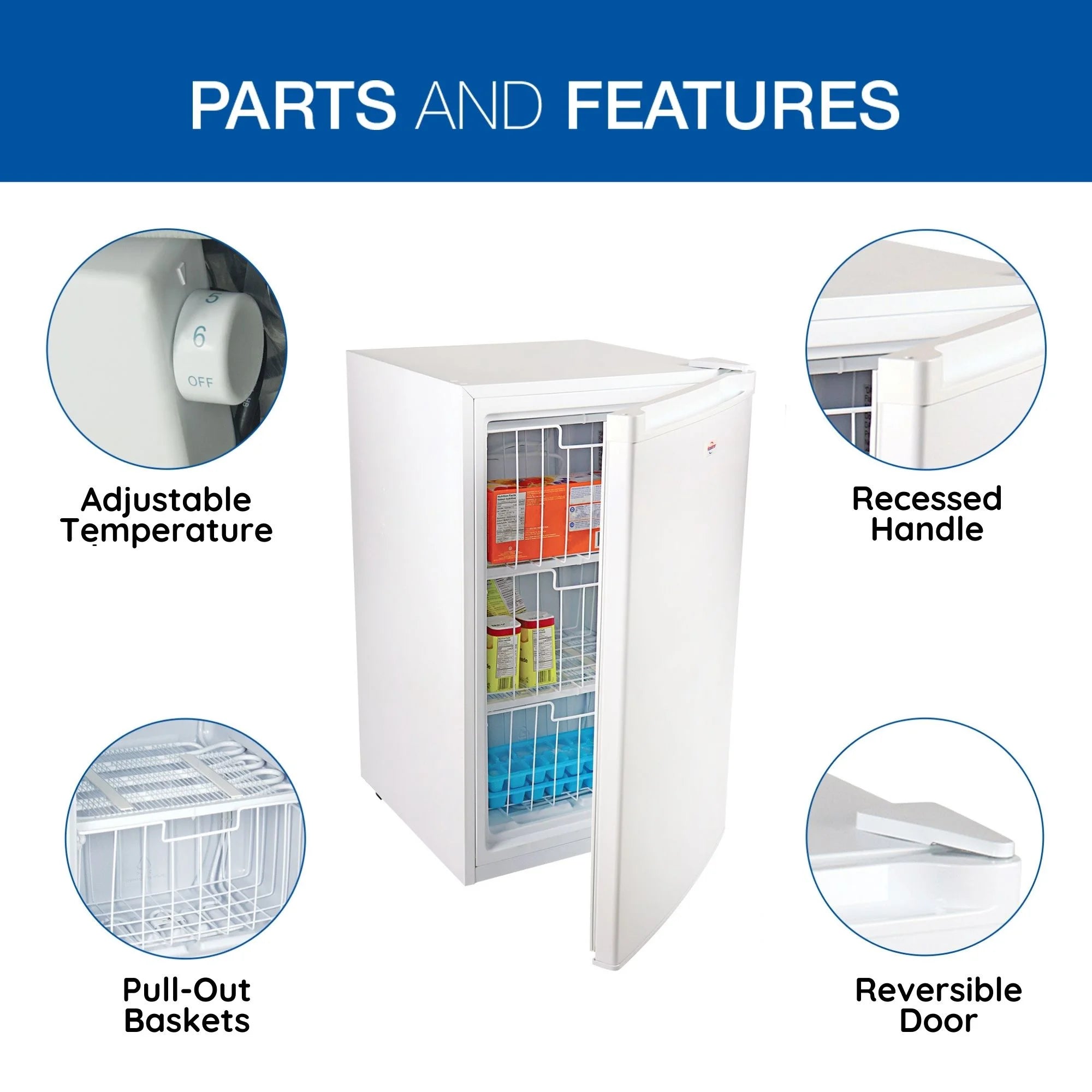 Koolatron Compact Upright Freezer, 3.1 cu ft (88L) White Manual Defrost