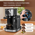 Auseo 20 Bar Espresso Machines, Espresso Coffee Maker with Milk Frother Steam Wand, Ground Coffee & Capsules, Black and Stainless Finish, Espresso/Cappuccino/Latte/Mocha for Home