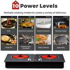 Advwin 2-Burner 1800W Electric Cooktop with Child Safety Lock, Timer & 10 Power Settings - 110V Countertop Stove