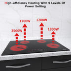 30 inch Electric Cooktop,4 Burner,Built-in,Ceramic Glass Stove Top,Touch Control