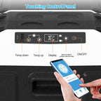 DISHUP 12V Portable Car Refrigerator, 53QT(50L) Electric Cooler with Dual Zone,DC & AC,Ideal for RV, Camping, Travel, Truck