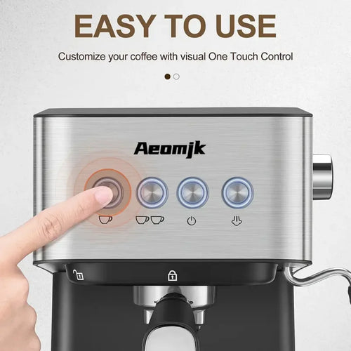 AEOMJK Semi-Automatic Espresso Machine,20 Bar Pressure,1.5L Removable Water Tank,Design for Cappuccino & Latte Making, Coffee Brewing