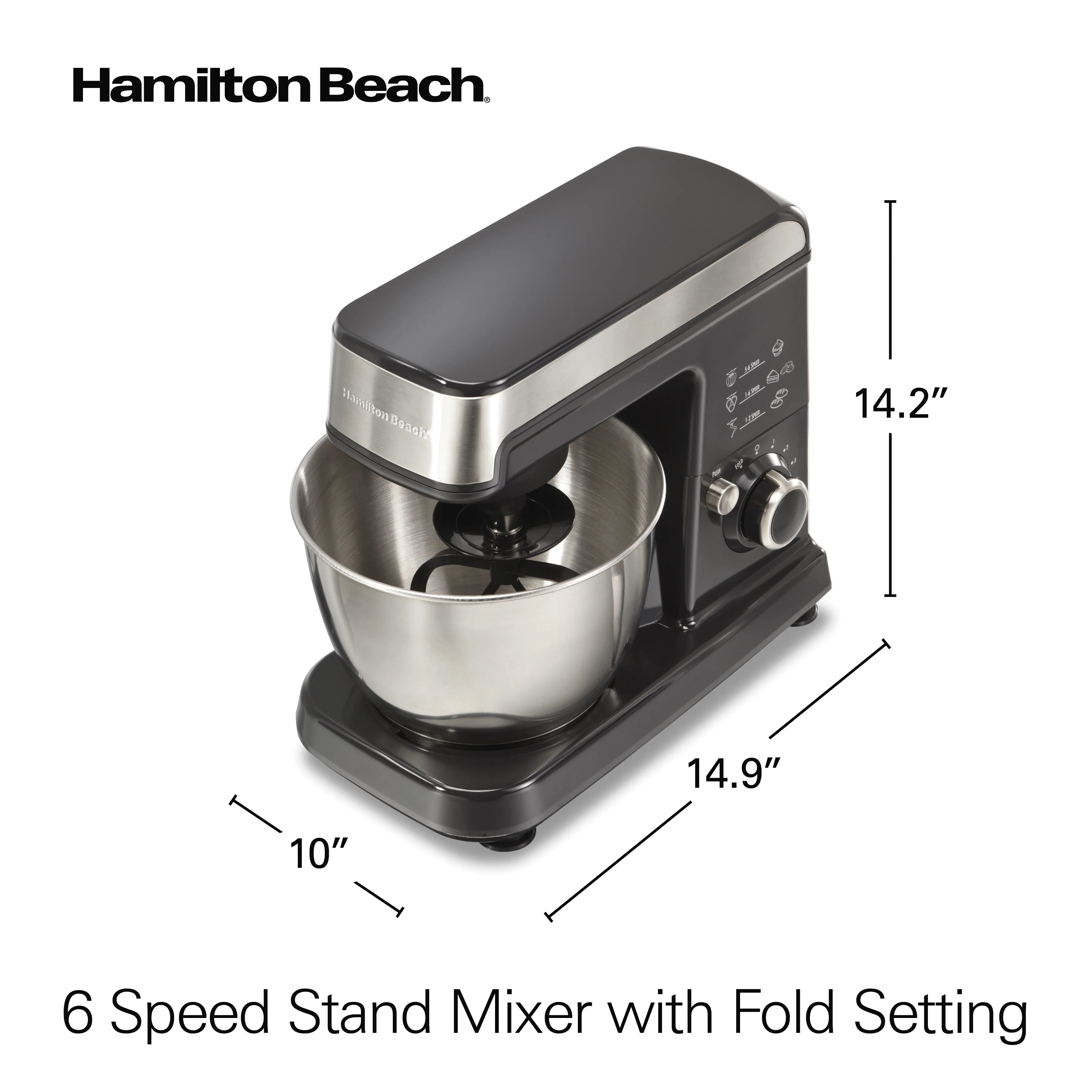 Hamilton Beach 6-Speed Classic Stand Mixer, 3.5 Quarts, Black, 63326