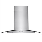 "Joeaonz 36"" Stainless Steel Island Mount Range Hood, Quiet 900CFM, 3-Speed Vent with Button Control and LED Bulb"