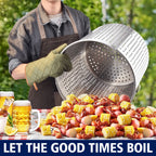 64QT Stainless Steel Seafood Boil Pot with 200,000BTU Single Burner Propane Stove, Heavy Duty Propane Burner For Outdoor Cooking Turkey Fryer, Crawfish Boil, Homebrewing