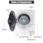 Tcbosik ZOKOP 1.6 cuft Compact Portable Household Clothes Dryer, 120V Stainless Steel Drum Dryer for Apartments, Home, Dorm, MECHANICAL Control and ETL Certification, Black & White