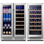 Yeego 30" Wine and Beverage Refrigerator,Two 15" Wine and Beverage Cooler Under Counter or Freestanding, Hold 33 Bottles and 80 Cans(Two Pack)