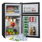 Costway FP10226US-SL Mini Refrigerator with Freezer Compact, Black and Silver, 19'' x 18'' x 33''