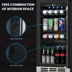 QAUSOU 24 Inch Under Counter Double Drawer Fridge, Weather Proof Stainless Steel Outdoor Beverage Refrigerator for Patio