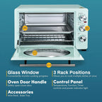 Elite Gourmet Americana by Elite ETO3300M Vintage 50��s Diner Retro Countertop Toaster oven, Bake, Broil, Toast, Fits 12�� Pizza, Temperature Control & Adjustable 60-Minute Timer 1500W, 8-slice, Mint