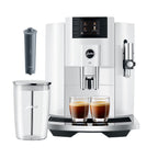 Jura E8 Automatic Espresso Machine (White) with Smart Filter Cartridge, and Glass Milk Container