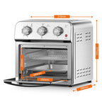 Plum Chef 13QT Air Fryer Toaster Oven Combo, 7-in-1 Multifunctional Countertop Oven with 360�� Hot Air Circulation for Healthy Oil-Free Cooking, Family Size, Stainless Steel, Silver