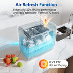 AIRMSEN 5-Place Settings Portable Countertop Dishwasher with 5L Built-in Water Tank, Ultra-Slim Dishwasher Upgrade 3 Spray Arms, 12H Delay Start and Salt Chamber Function, ZMW-DUHA01
