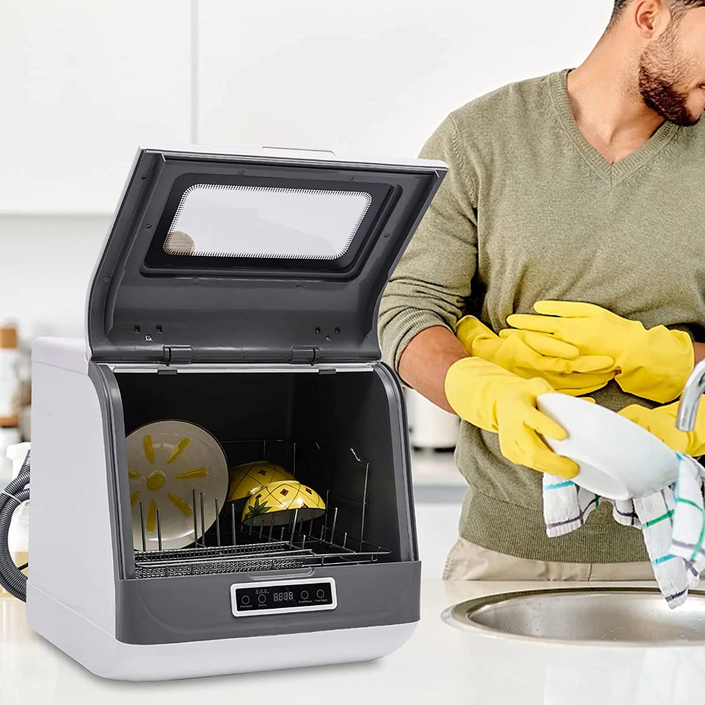 FETCOI Portable Countertop Dishwasher, Compact Mini Dishwasher with Air-Dry Function, 3 Washing Programs, for Small Apartment, RV