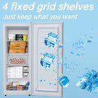 Auseo 7 Cu. ft. Upright Freezer with 4 fixed grid shelves, Space Saving, Adjustable Temperature Controls, Garage Ready deep Freezer, Manual Defrost, White