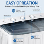 Dimedeal Portable 18lbs Twin Tub Mini Washing Machine, 11lbs Washer & 7lbs Spinner with Drying Rack & Hangers