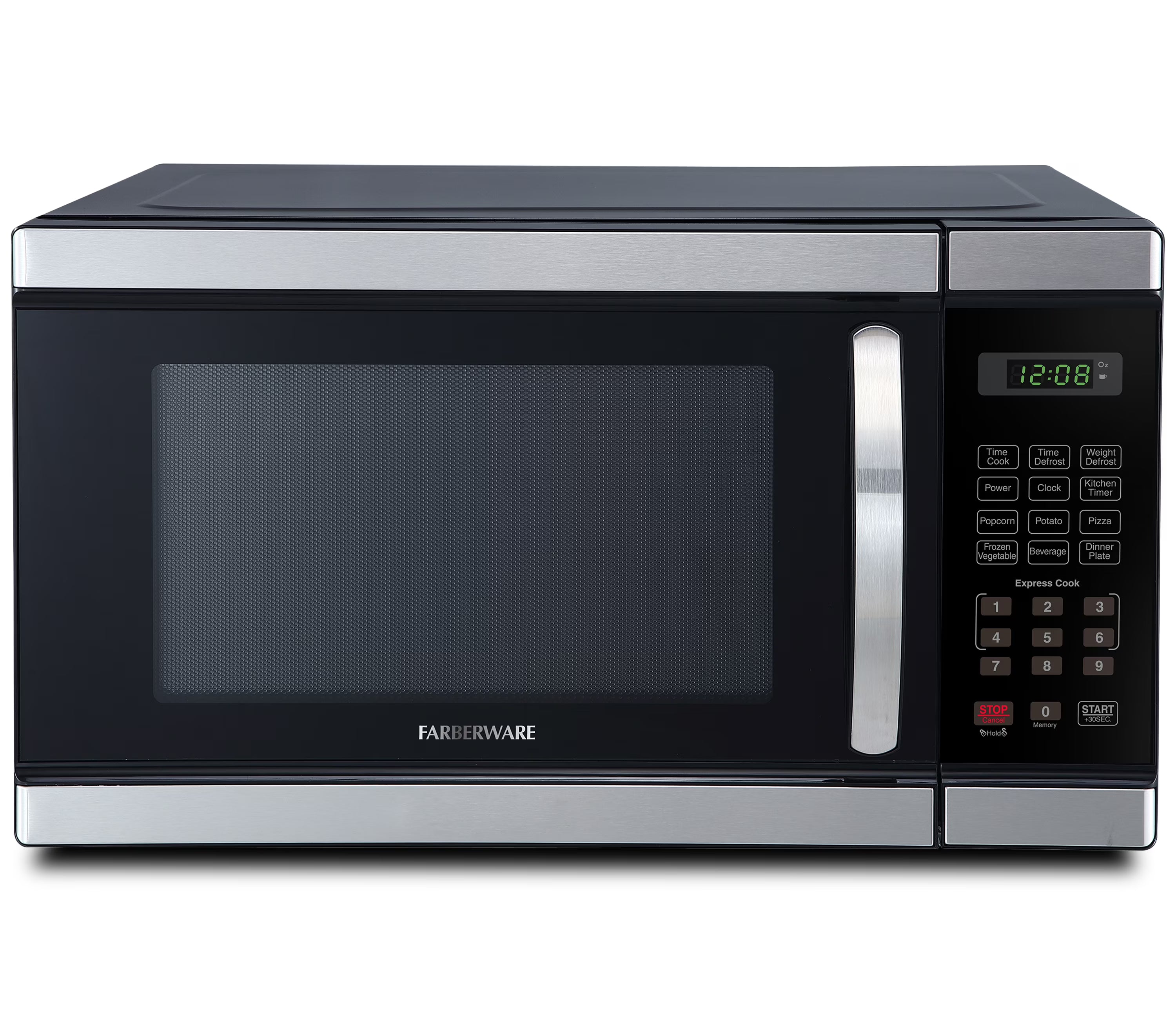 Farberware Countertop Microwave Ov 1100 Watts, 2.2 cu ft - Smart Sensor With LED Lighting and Child Lock - Perfect for Apartments and Dorms - Easy Clean Black Interior, Stainless Steel