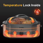 18 Quart Electric Roaster Oven, Turkey Roaster Electric, Roaster Oven Buffet, Selfbasting Lid, Removable Pan, Full-Range Temperature Control Cool-Touch Handles, White Body, Black Lid