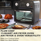 12.5QT 7-in-1 Convection Toaster Oven 1500W, Stainless Steel (Black) �C 5 Presets for Baking, Roasting, Grilling & More