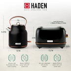 Haden Heritage 1.7 Liter Electric Kettle with 2 Slice Bread Toaster, White