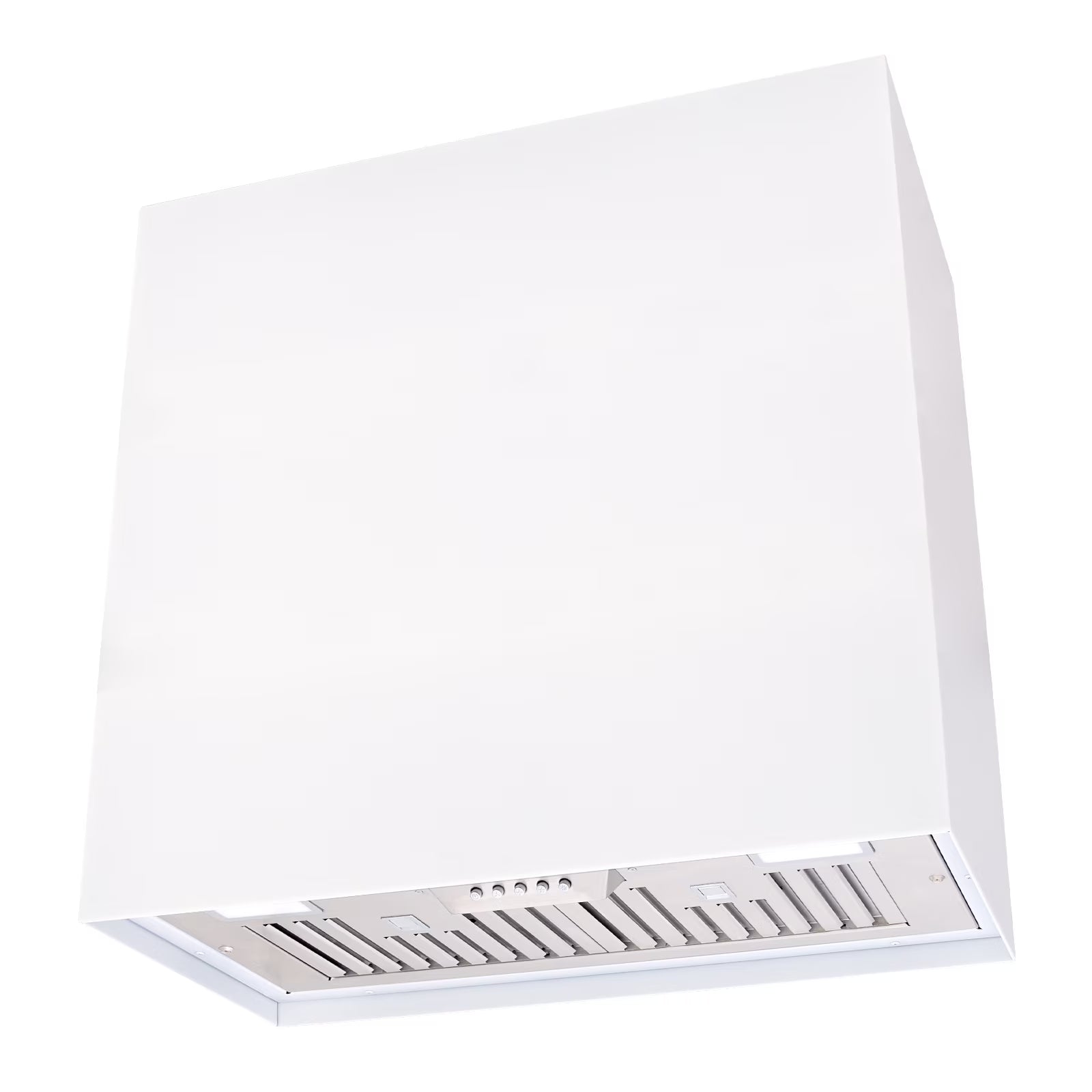 Akicon Stainless Steel Range Hood, Modern Box Kitchen Hood with Powerful Vent Motor, Wall Mount, 30��W*30��H*14D, Signal White