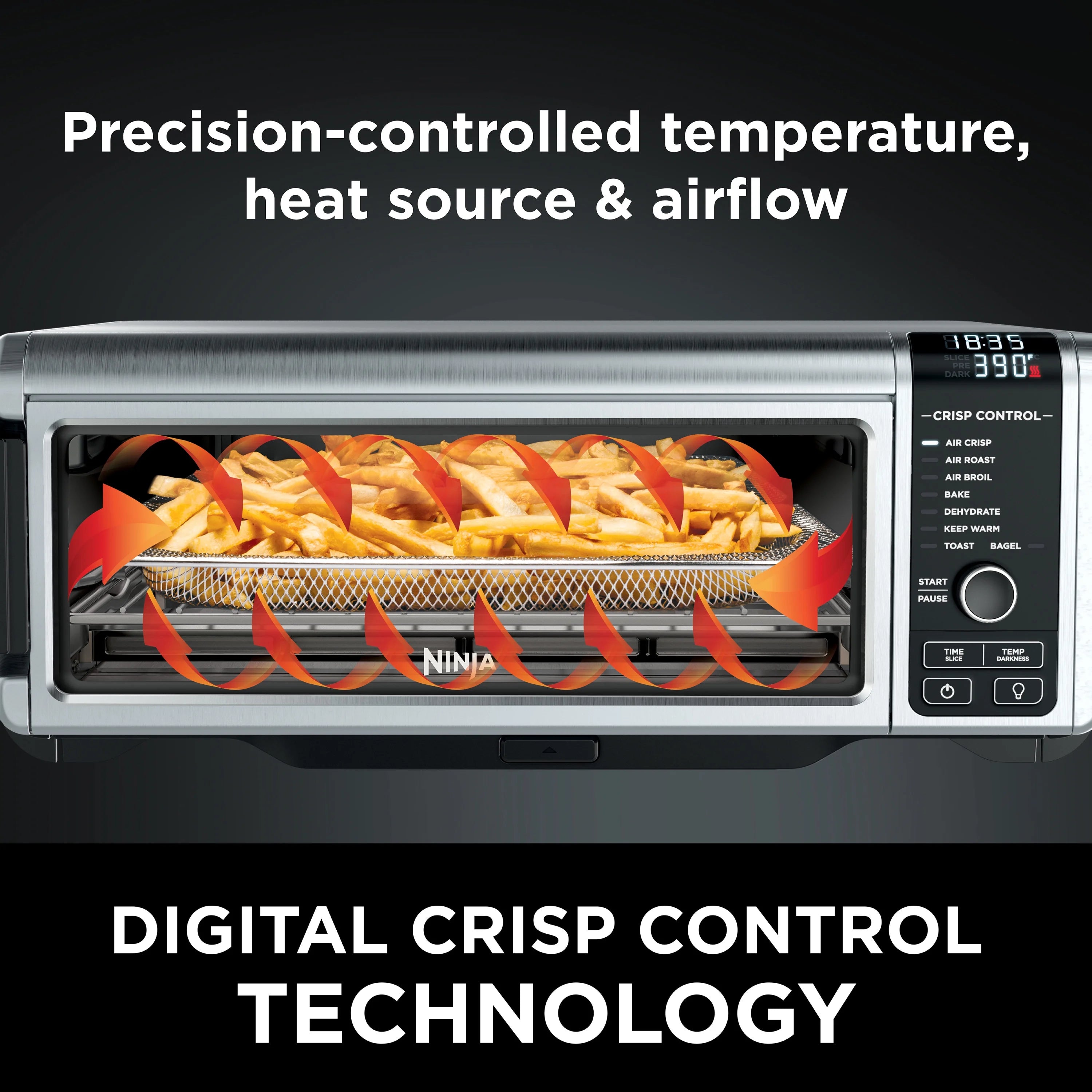 The Ninja? Foodi? Digital Air Fry Oven, Convection Oven, Toaster, Air Fryer, Flip-Away for Storage, 1800 watts, Stainless Steel, SP100