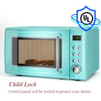 Costway 0.7Cu.ft Retro Countertop Microwave Oven 700W LED Display Glass Turntable Rose Gold