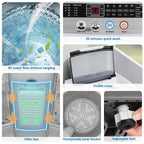 Qhomic Portable Washing Machine, 17.8lbs Large Fully-Automatic Laundry Washer, 10 Washing Programs & 8 Water Levels Selections Machine Ideal for Apartments Dorms Families