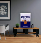 Corona Mini Beer Fridge with Freezer, 2.4 Cu. Ft, 70L Capacity White & Blue Compact Beverage Cooler