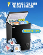 WANAI 3.5 Cu.ft Chest Freezer Small Deep Freeze with 7 Gears Temp Control Office Dorm Kitchen White