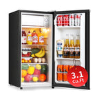 Kcpolre 3.1 Cu.Ft Mini Fridge with Freezer, Adjustable Thermostat, Removable Glass Shelves & Fruit Basket for Dorm Room, Office, Bedroom, Pink