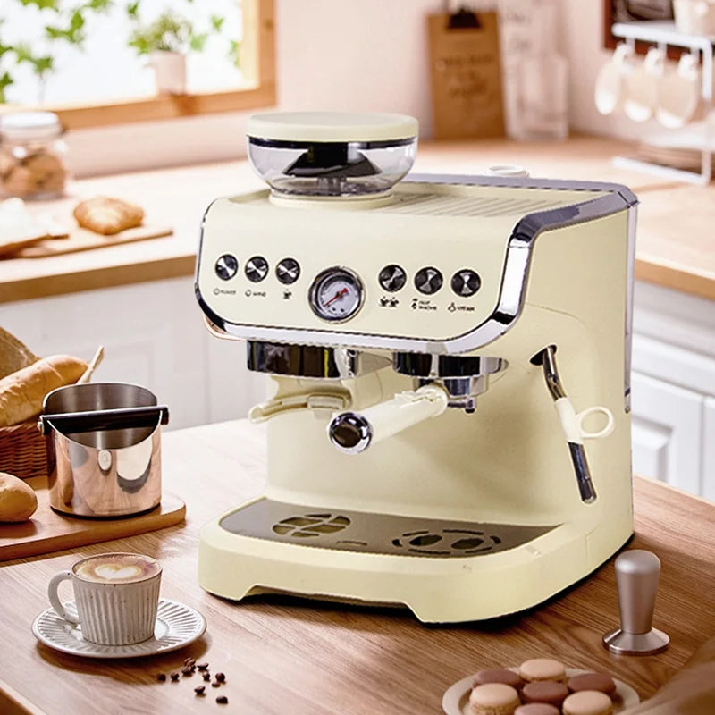 MIROX Espresso Machine 15 Bar, Coffee Maker With Milk Frother Steam Wand, Built-In Bean Grinder, Combo Cappuccino Machine with 70oz Removable Water Tank (ABS high-strength plastic shell)