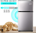 Harper & Bright Designs Double Door Mini Fridge with Freezer, 3.2 Cu.Ft Compact Refrigerator with Adjustable Shelf, Adjustable Thermostat and Reversible Door for Bedroom, Dorm, Home Office, White