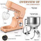 LINKChef Stand Mixer, 5.3QT 800W 6+P Speeds with Whisk, Dough Hook and Beater (White)