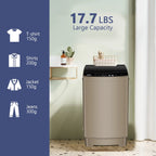 Krib Bling Full Automatic Washing Machine with LED Display, 17.7 lbs Portable Washer with Drain Pump, 10 Washing Programs & 8 Water Levels, Ideal for Camping, Apartment, Dorm, Grey