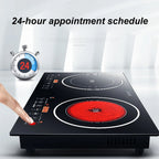 DERCLIVE Electric Ceramic Stove Induction Cooktop, Electric Stove 2 Burner Electric Burner Countertop Infrared Induction Cooker Home Cooktop Cooking Furnace,2200W  2200W