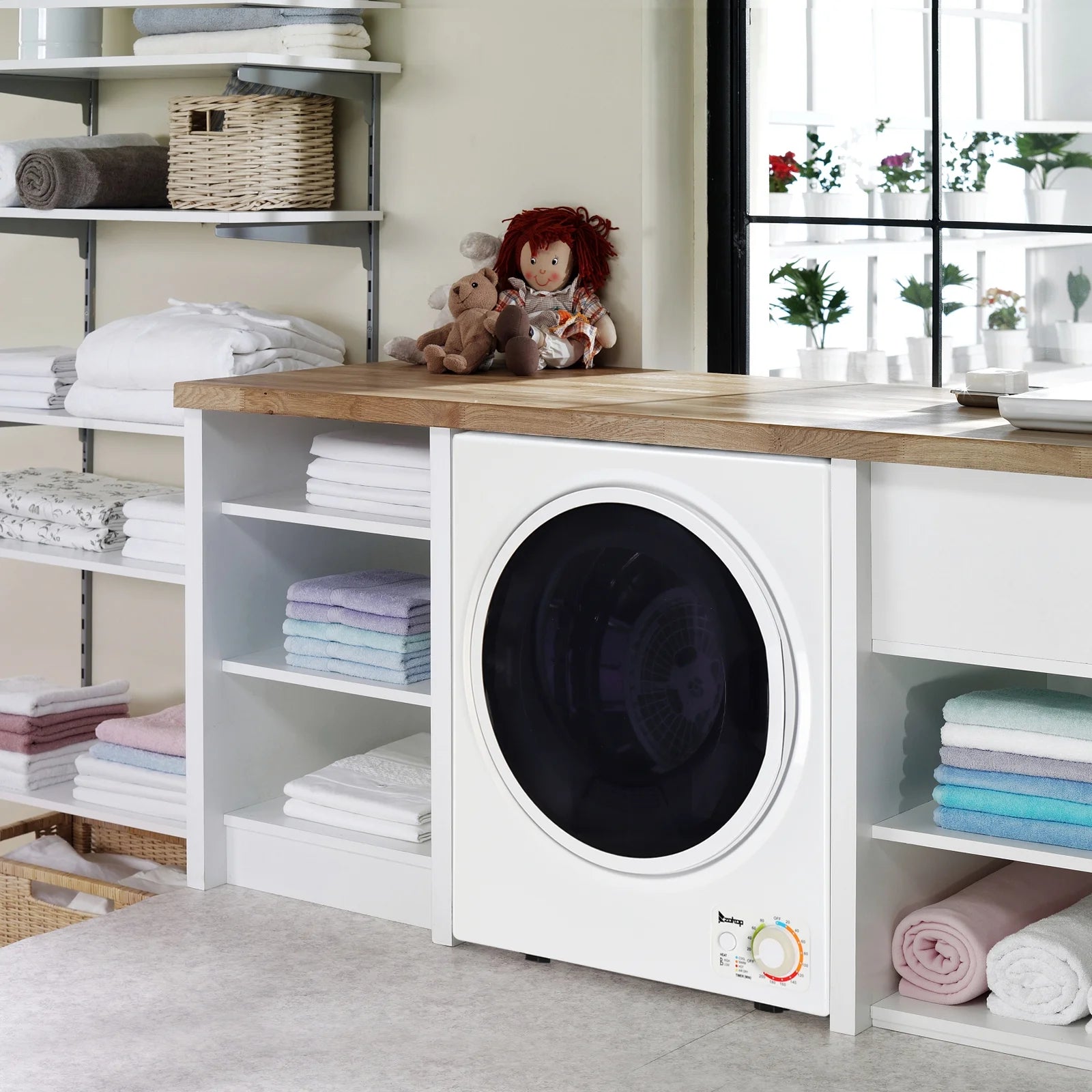GYM25-78 Compact Portable Household clothes Dryer 1.6cuft with Stainless Steel Drum Black and White 120V MECHANICAL Control ETL Certification