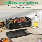 Techwood Indoor Smokeless Grill, 1500W, Black, Electric Portable Korean BBQ Grill with Tempered Glass Lid