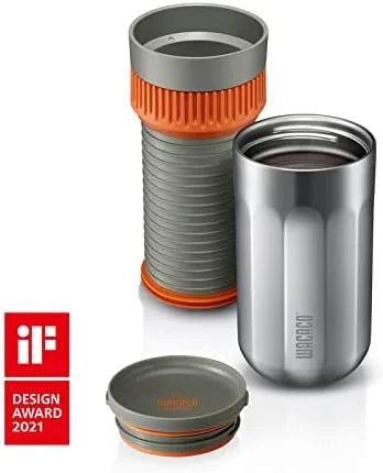 Pipamoka Portable Coffee Maker, Coffee brewer, All-in-one Vacuum Pressured .Insulated Travel Mug, Hand Powered and  Pressure Brewer, Stainless Steel Thermo Cup, 10 fl oz