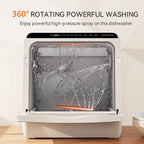 AIRMSEN Countertop Dishwasher with Salt Chamber, Portable Mini Dishwasher with 5L Built-in Water Tank, 18H Delay Start & ECO Mode, Ideal for Apartments & RVs, TDQR09