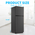 2 Door Mini Fridge with Freezer,4.5 Cu.ft.,7 Adjustable Thermostat & 4 Removable Glass Shelves,for Kitchen Dorm Apt,Grey