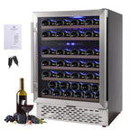 Garvee 24 Bottle Freestanding Wine Cooler Refrigerator with Glass Door for Bar, Party, Winery, Black