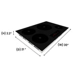 Equator 30" Electric Hybrid CERAMIC-INDUCTION 4 Burner Cooktop 9 Power 220V