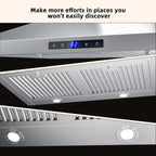 FIREGAS Range Hood 30 Inch, Stainless Steel Wall Mount Kitchen Hood with 3 Speed Exhaust Fan, Ducted/Ductless Convertible, Touch Control, Stove Vent Hood with 5-Layer Aluminium and Charcoal Filters