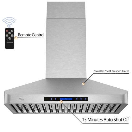 Awoco RH-WT-30 Awoco RH-WT-30 Wall Mount 4 Speeds, 6 Top Round Vent Stainless Steel Range Hood