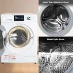 Smad 2.7 Cu ft Compact Front Load Washing Machine with Quiet Inverter Motor, 36 Mins Quick Wash, 12 Washing Programme