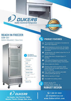 Dukers D28F-GS1 Bottom Mount Glass Single Door Commercial Reach-in Freezer